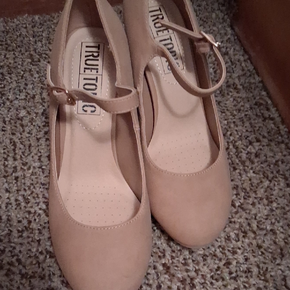 True Topic Tan Mary Jane Heels
